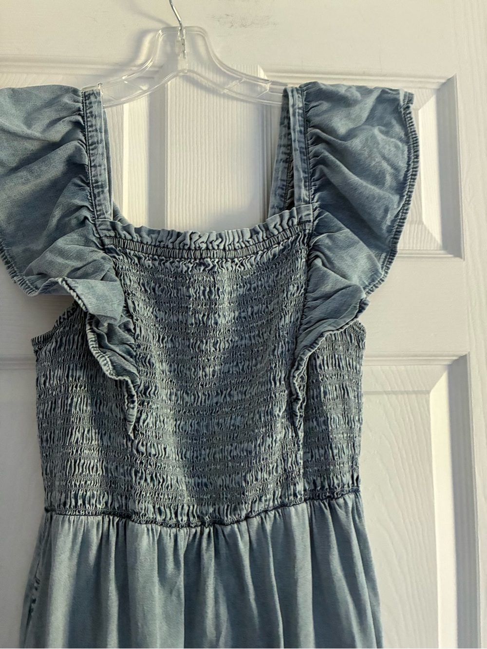 GAP Light Blue Smocked Long Strapless Dress Medium - Picture 2 of 5